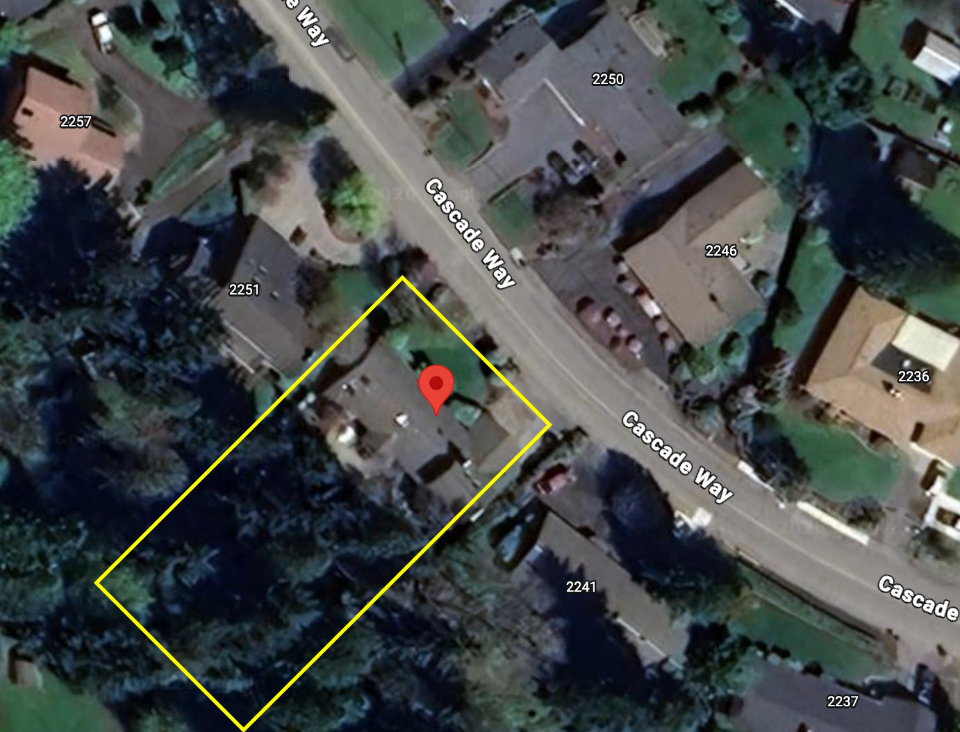 Aerial view showing property boundary